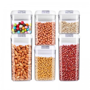 6ピースBPAフリープラスチック気密食品穀物貯蔵容器セット